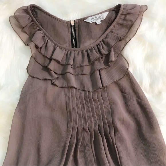 Tramp Semi Sheer Brown Ruffled Top Small - Picture 6 of 7